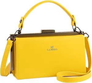 Fashion Women's Leather Evening Bag Top Handle Satchel crossbody Handbags Purses Small Hard Square Box Shoulder Bags