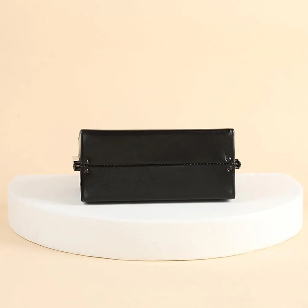 Fashion Women's Leather Evening Bag Top Handle Satchel crossbody Handbags Purses Small Hard Square Box Shoulder Bags