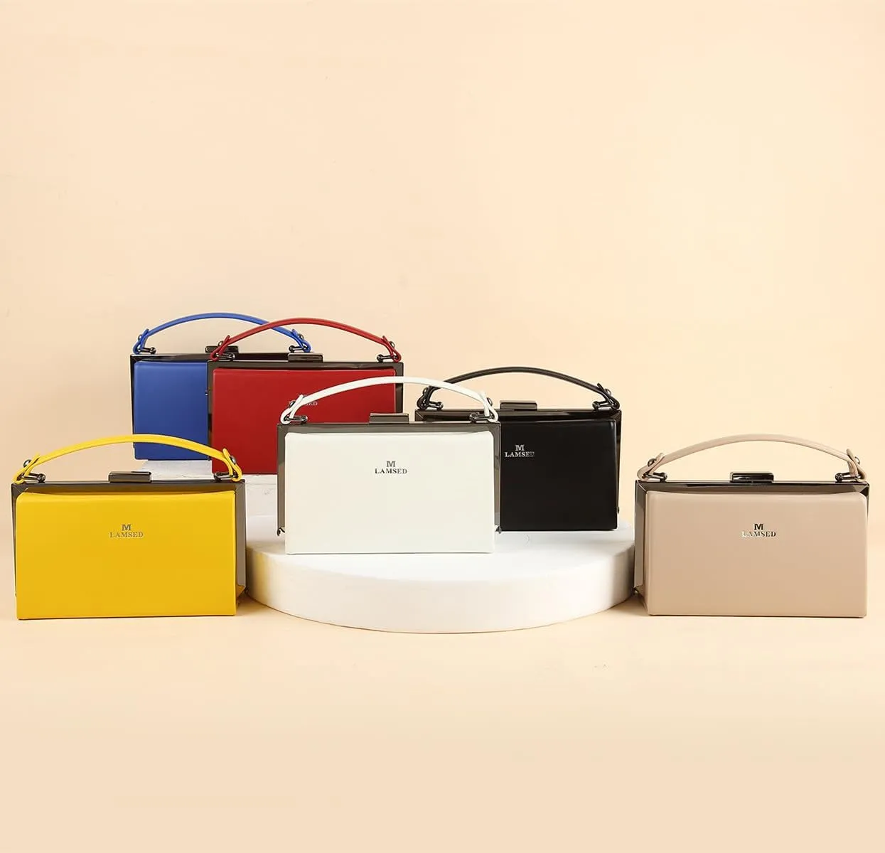 Fashion Women's Leather Evening Bag Top Handle Satchel crossbody Handbags Purses Small Hard Square Box Shoulder Bags