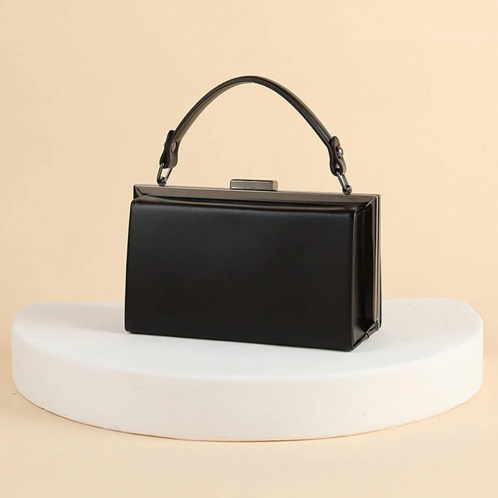 Fashion Women's Leather Evening Bag Top Handle Satchel crossbody Handbags Purses Small Hard Square Box Shoulder Bags