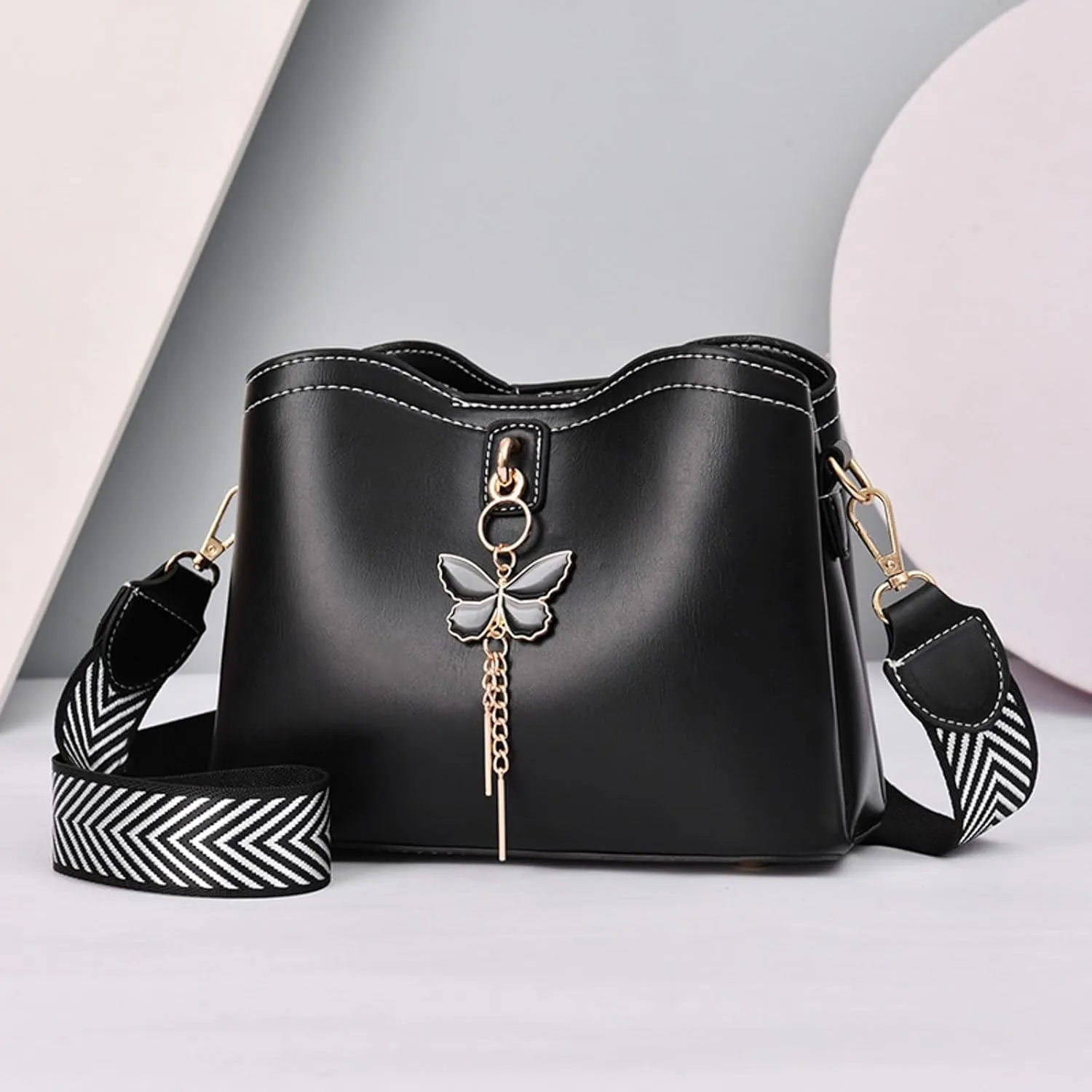 Fashionable And Versatile Women's Casual Large Capacity Simple Solid Color Single Shoulder Crossbody (Black, One Size)