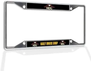 Fastasticdeals Metal Insert License Plate Frame Harley Owners Group Hog Eagle Weatherproof Car Accessories Chrome 4 Holes Solid Insert