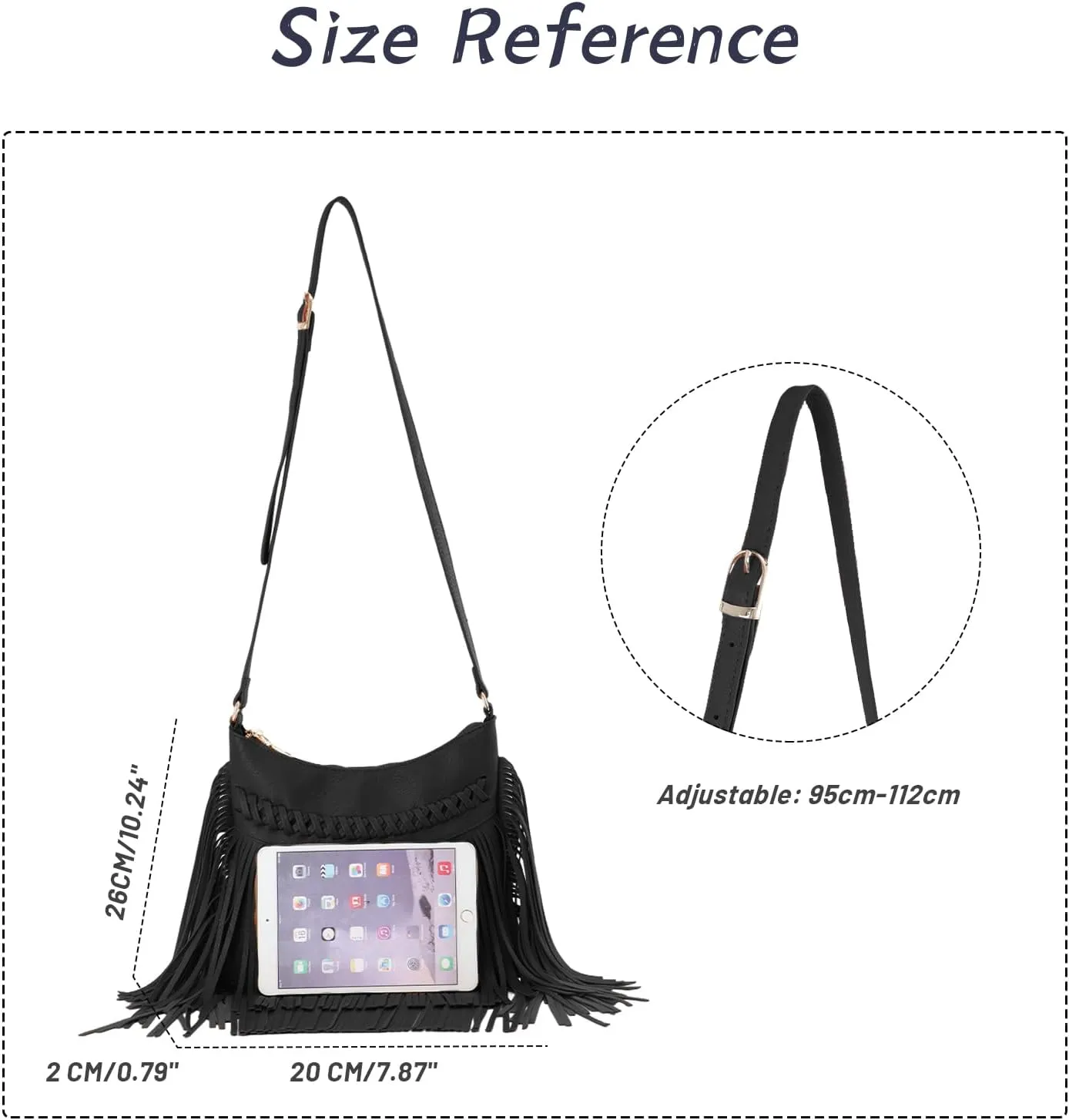 Fecialy Vintage Fringe hobo bags for Women PU Leather Tassel Crossbody Shoulder Bag Western Fringe Purse