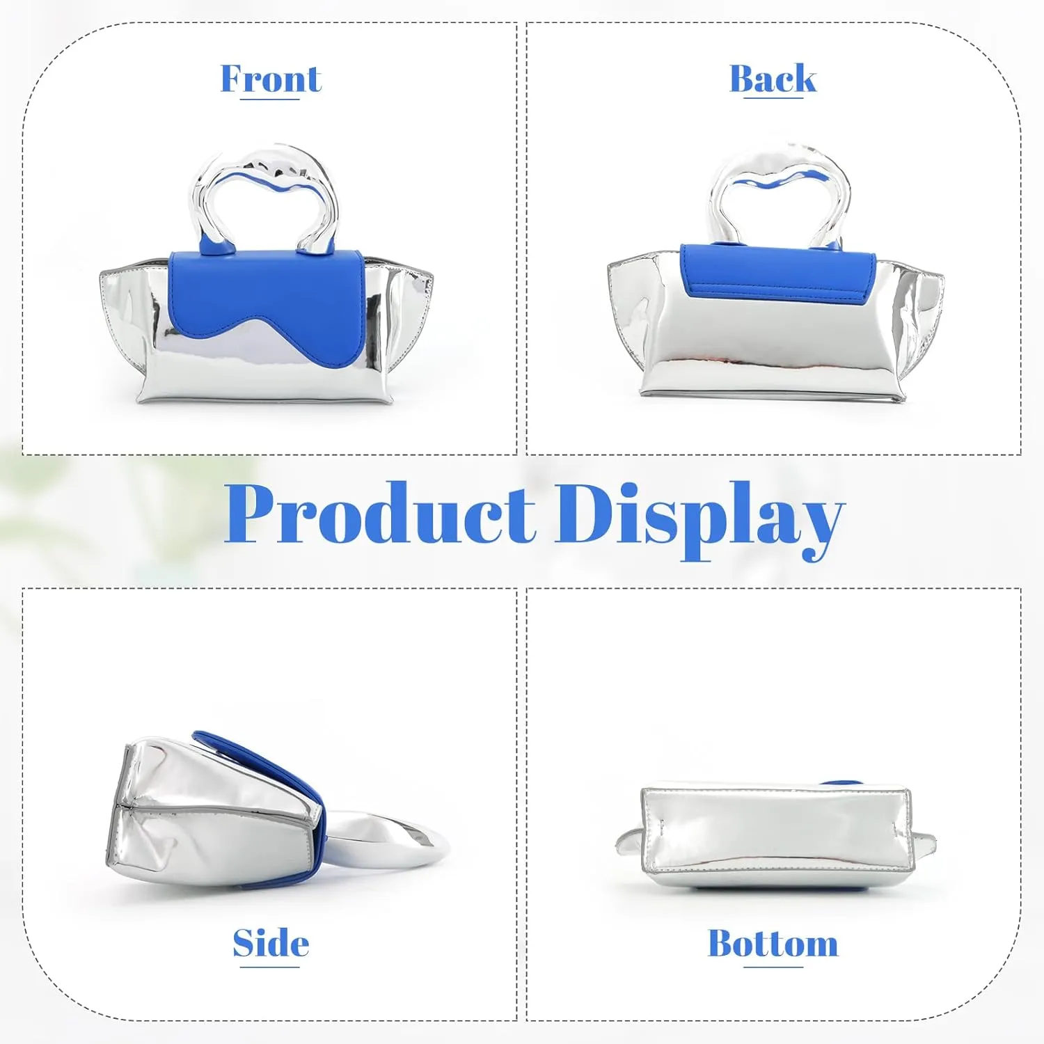 Fecialy Women Unique Silver Crossbody Bags Y2K Evening Bag Tote Handbag Satchel Bag Small Cute Shoulder Bags Hobo Purse