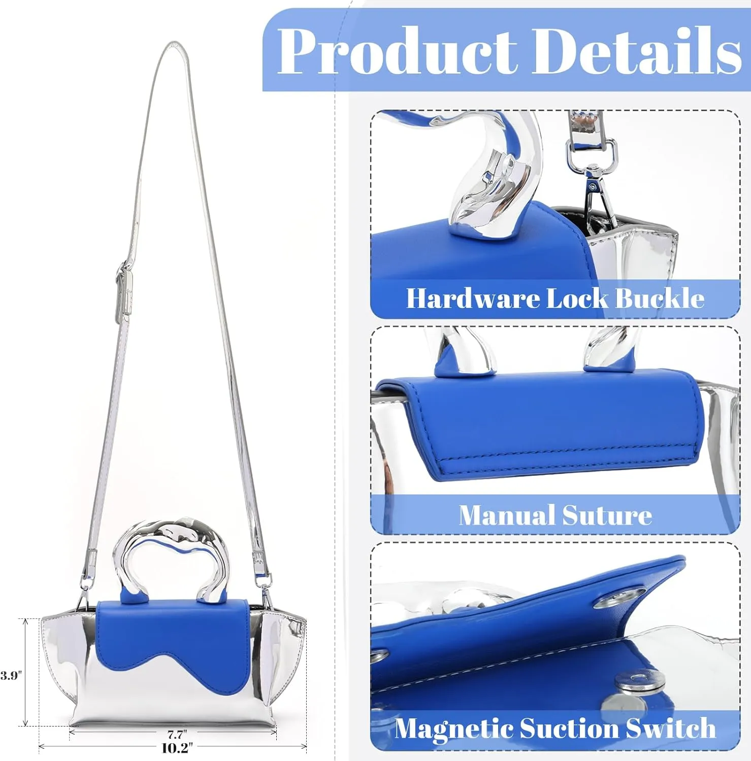 Fecialy Women Unique Silver Crossbody Bags Y2K Evening Bag Tote Handbag Satchel Bag Small Cute Shoulder Bags Hobo Purse