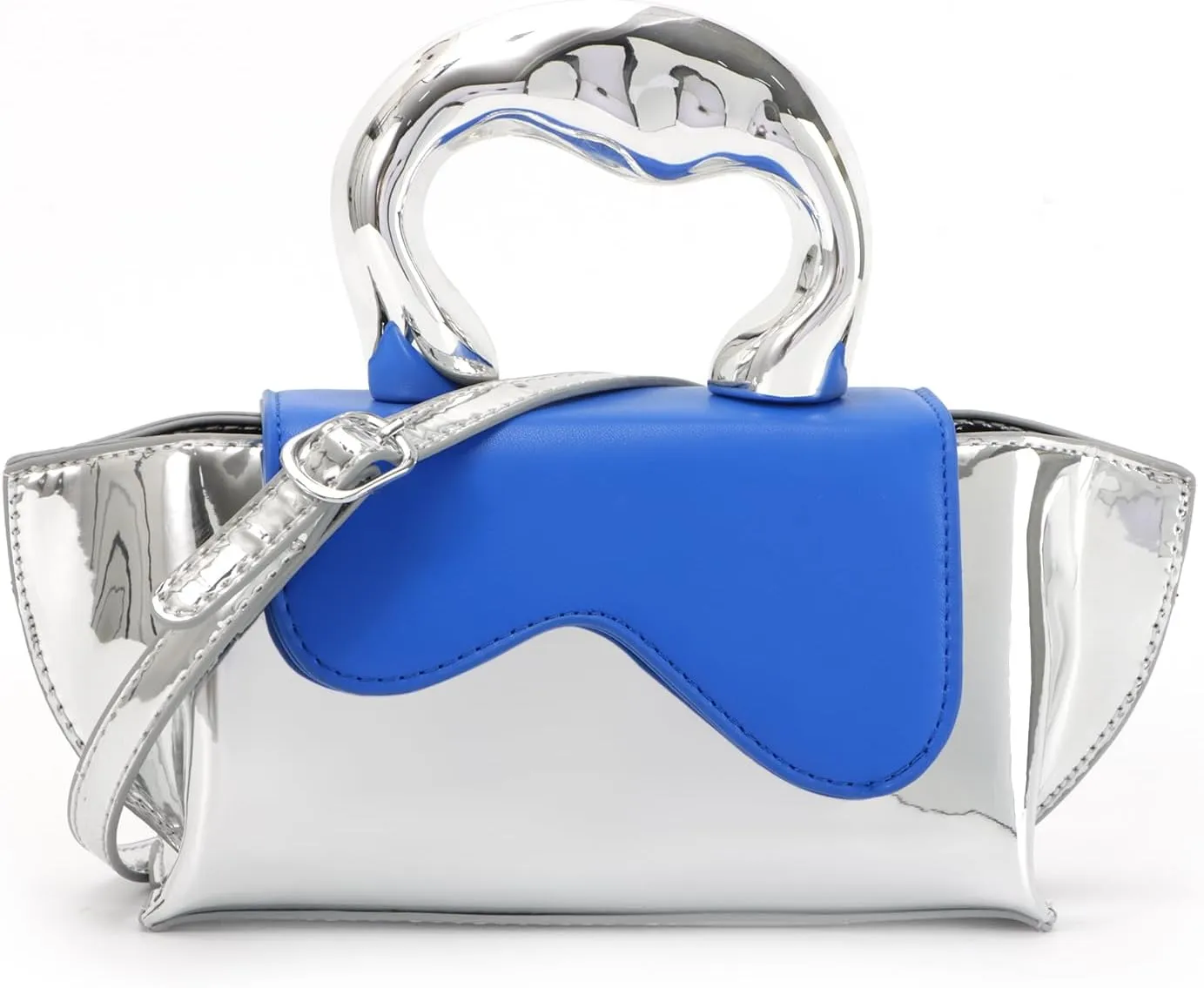 Fecialy Women Unique Silver Crossbody Bags Y2K Evening Bag Tote Handbag Satchel Bag Small Cute Shoulder Bags Hobo Purse