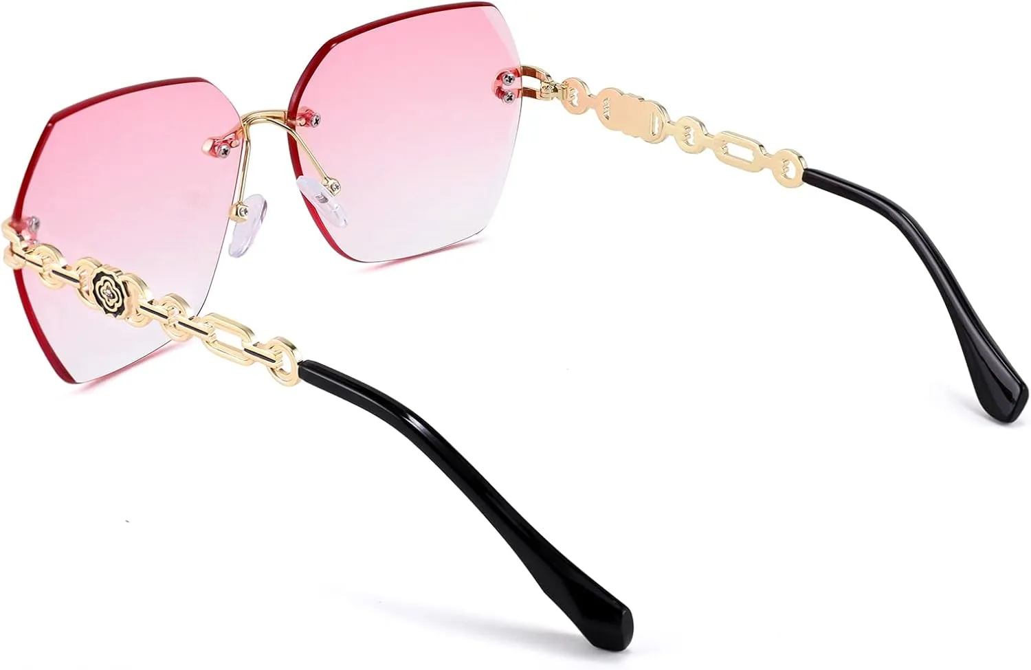 FEISEDY Classic Rimless Sunglasses Women Metal Frame Diamond Cutting Lens Sun Glasses B2567
