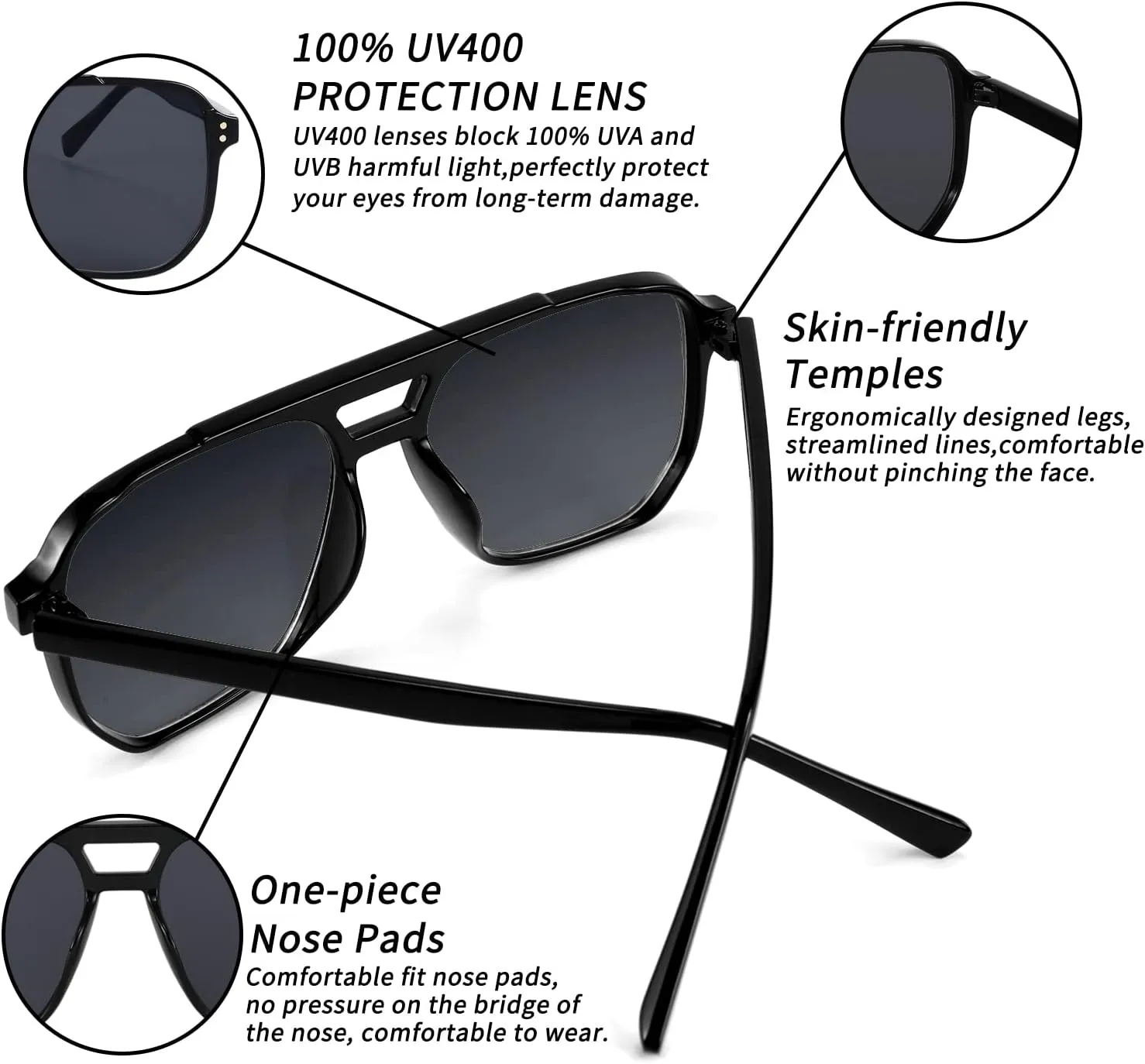 FEISEDY Retro Square Aviator Sunglasses Women Men 70s Vintage Trendy Plastic Frame Sun Glasses B2835