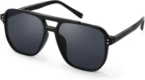FEISEDY Retro Square Aviator Sunglasses Women Men 70s Vintage Trendy Plastic Frame Sun Glasses B2835