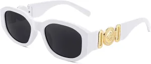 FEISEDY Retro Trendy Rectangle Sunglasses Women Men Vintage 90s Small Narrow Square Sunglasses B2322