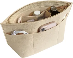 Felt Purse Organizer Insert Bag Organizer for Handbag, Tote Organizer for Women Purse Tote Purse Organizer Inside Bag Liner, Beige L