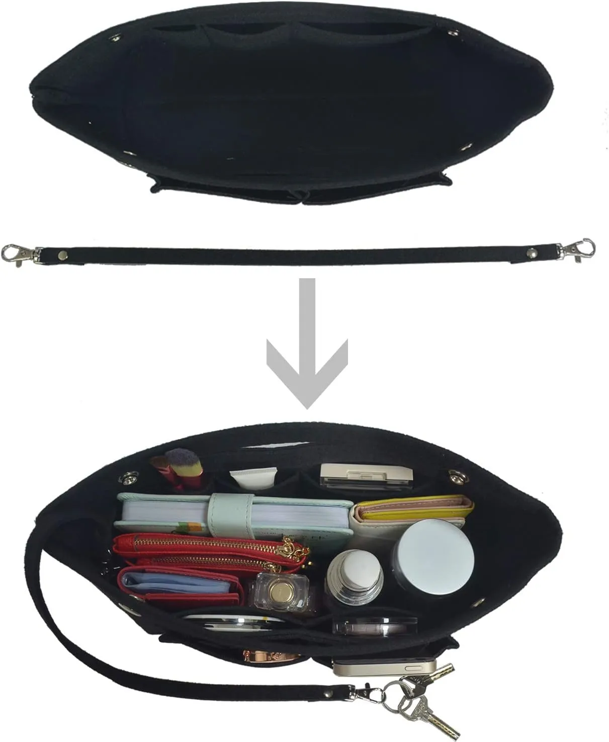 Felt Tote Handbag Purse Organizer Insert Divider Shaper Bag in Bag