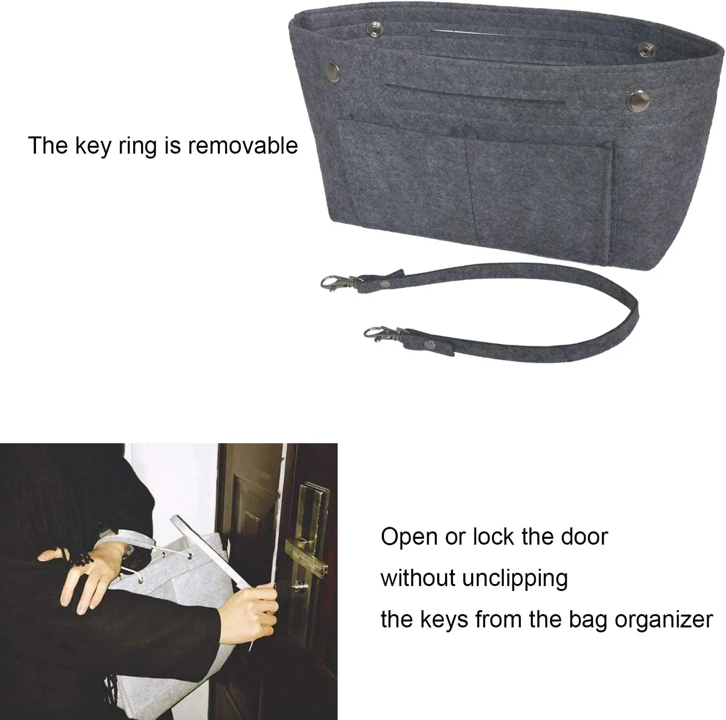 Felt Tote Handbag Purse Organizer Insert Divider Shaper Bag in Bag