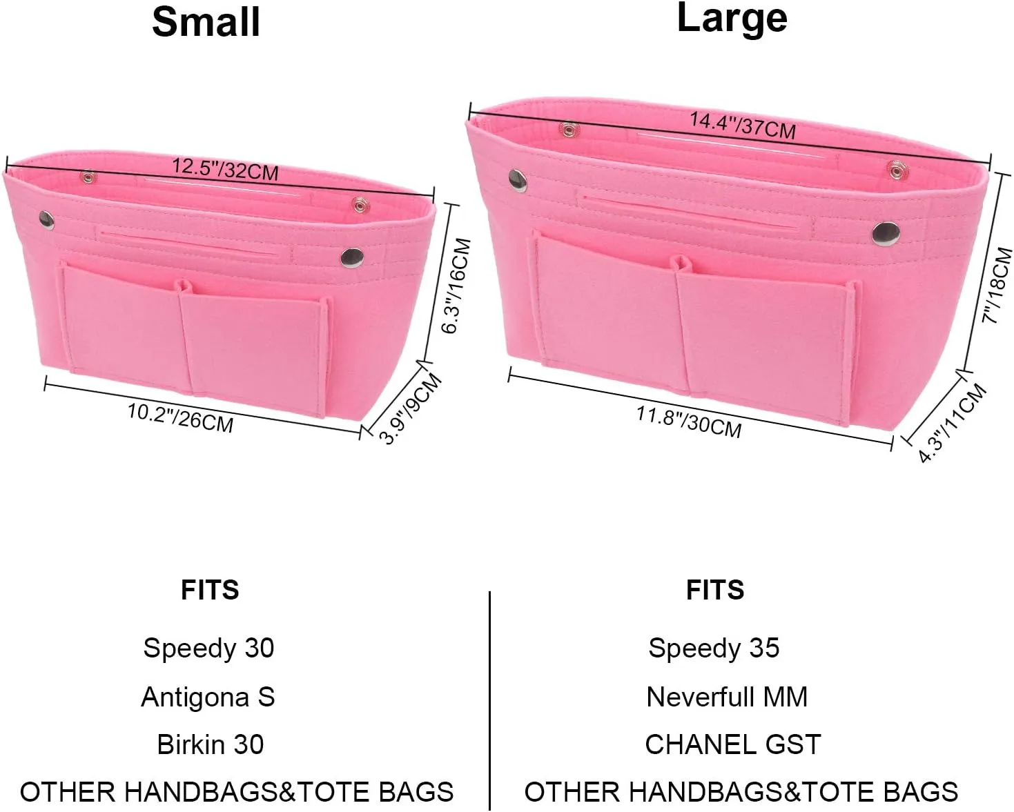 Felt Tote Handbag Purse Organizer Insert Divider Shaper Bag in Bag