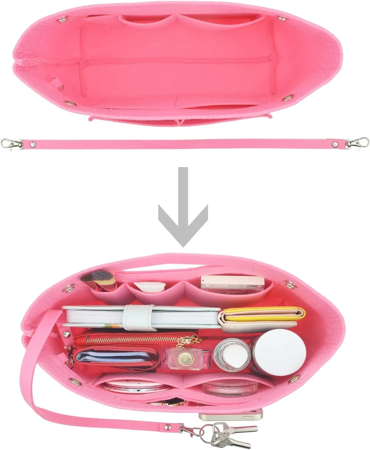Felt Tote Handbag Purse Organizer Insert Divider Shaper Bag in Bag