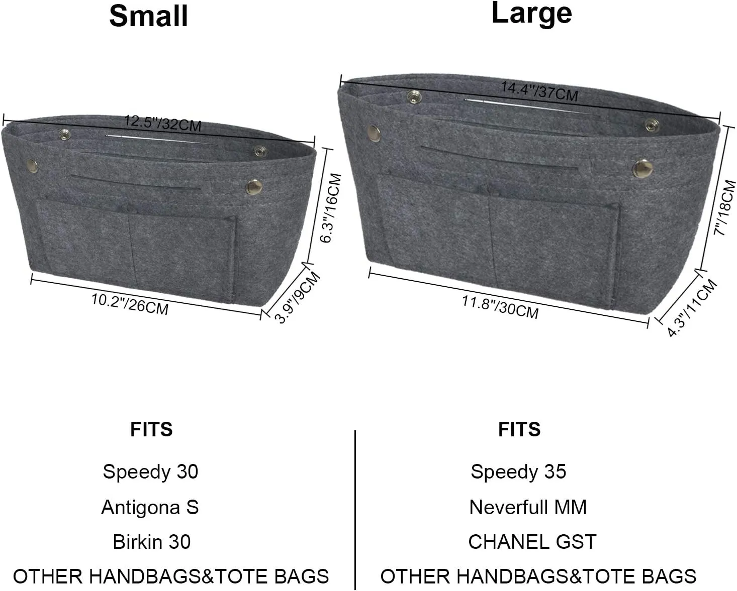 Felt Tote Handbag Purse Organizer Insert Divider Shaper Bag in Bag