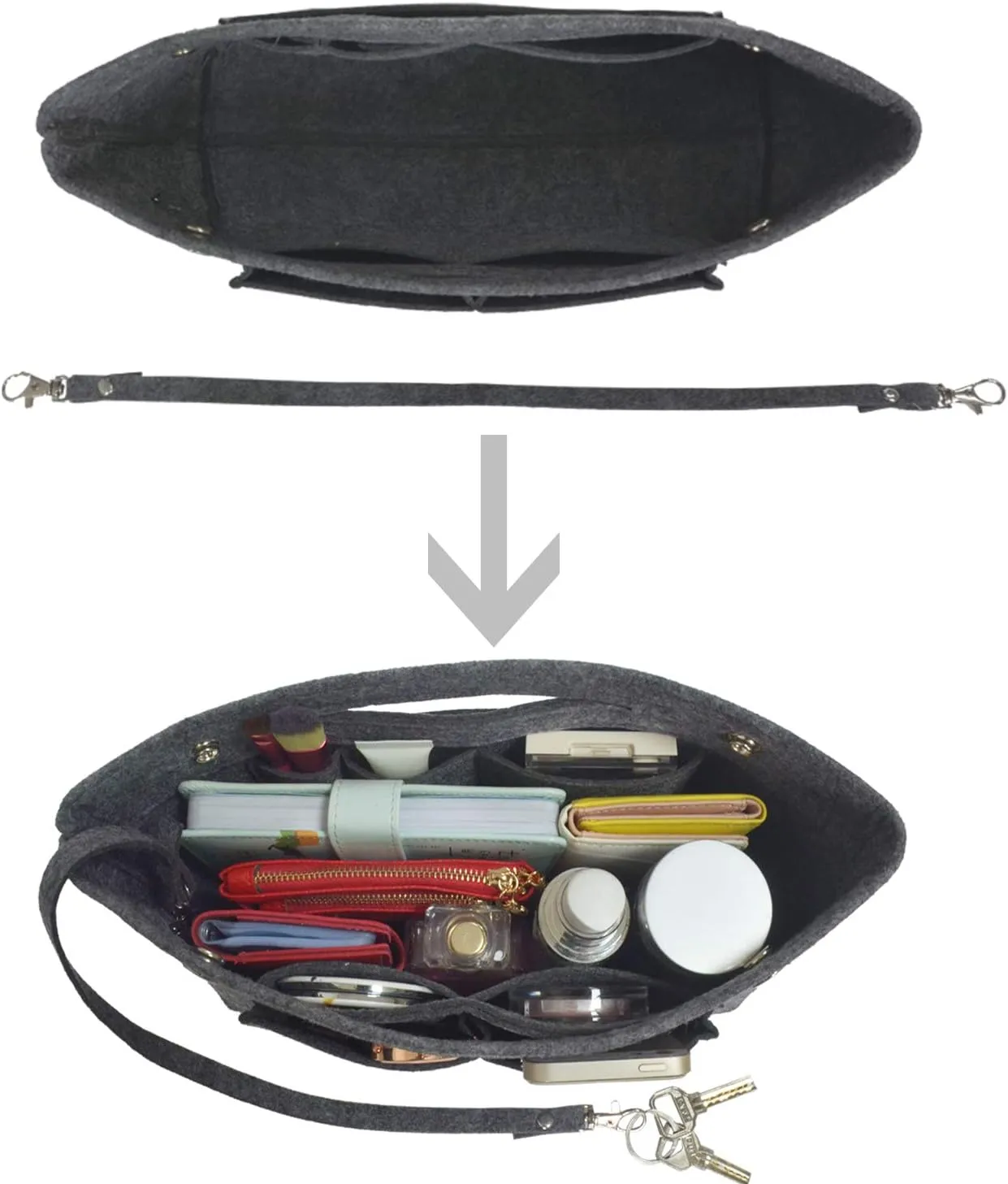 Felt Tote Handbag Purse Organizer Insert Divider Shaper Bag in Bag