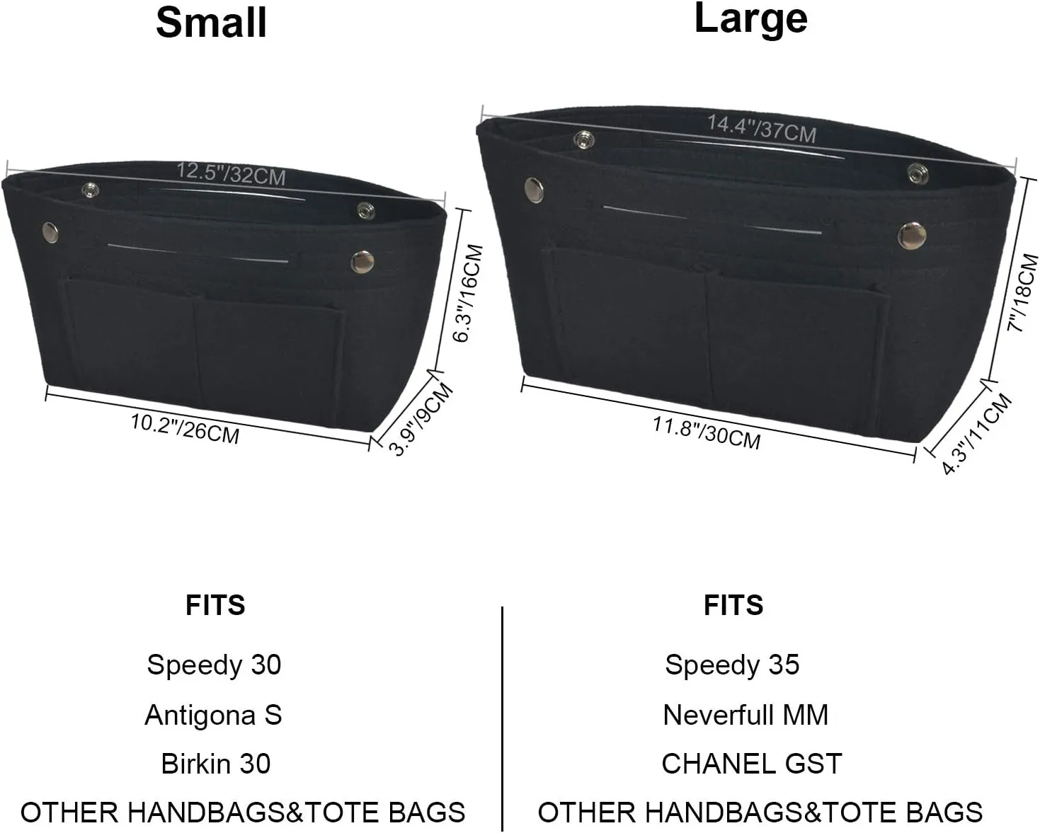 Felt Tote Handbag Purse Organizer Insert Divider Shaper Bag in Bag
