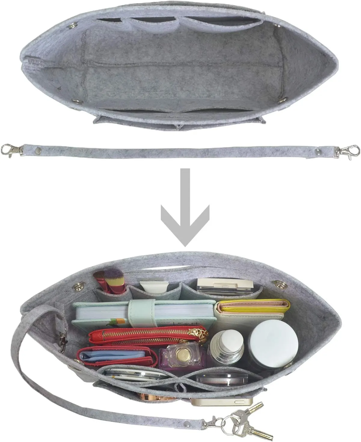 Felt Tote Handbag Purse Organizer Insert Divider Shaper Bag in Bag