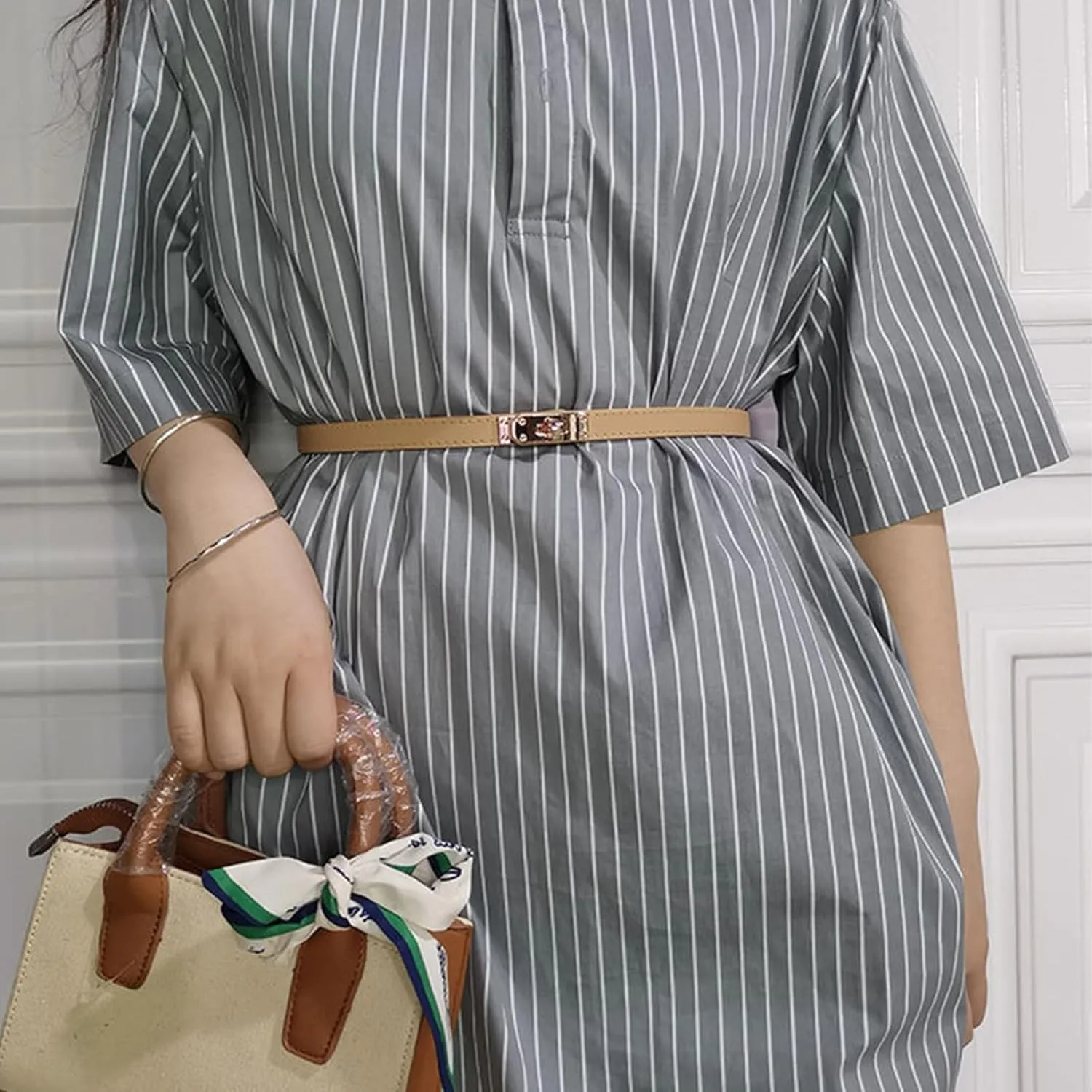 FENLDY Adjustable Thin Belts For Womens Skinny Belts For Dresses Womens Solid Color Alloy Turn Lock Belts For Jeans