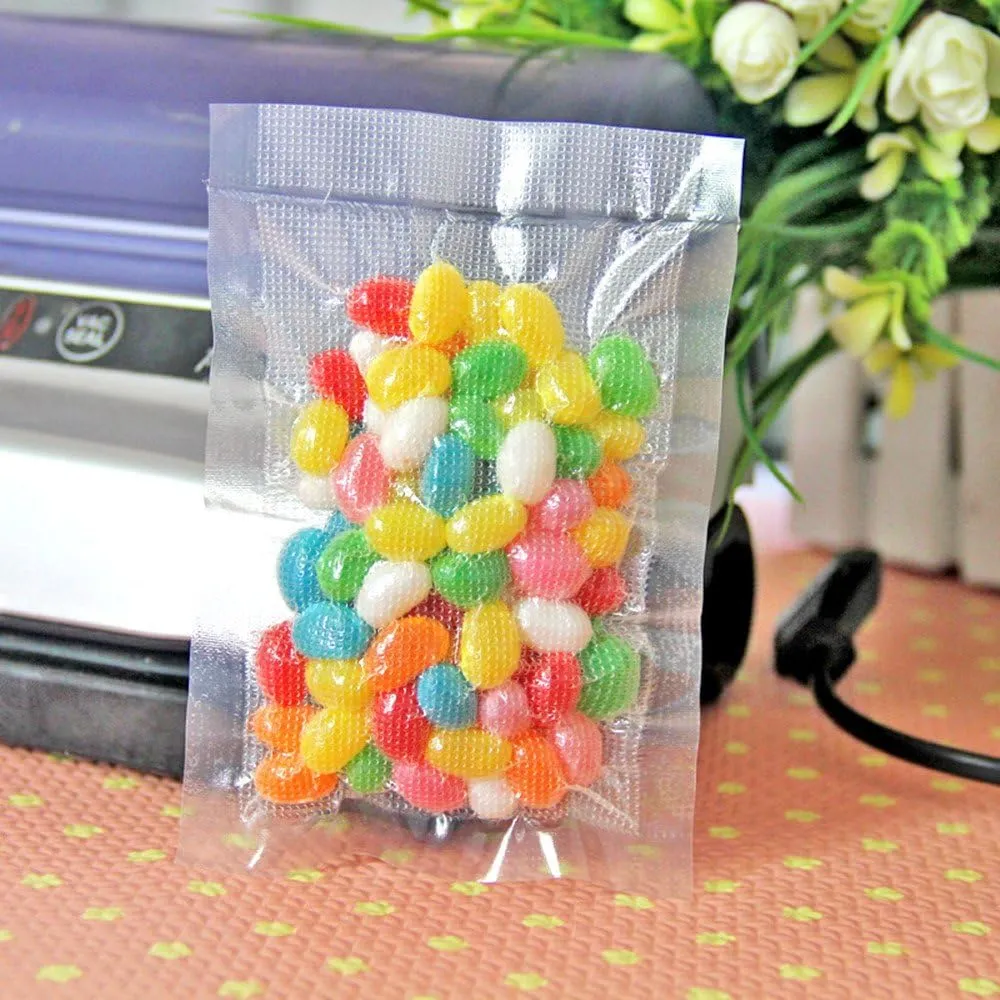 FERENLI 100 Pieces 3.1x4.7 inch (Usable Size 2.7x4.1 inch) Vacuum Sealer Bags for Food Storage Open Top Clear Plastic Flat Pouches Bulk Food Packaging Bags with Tear Notch