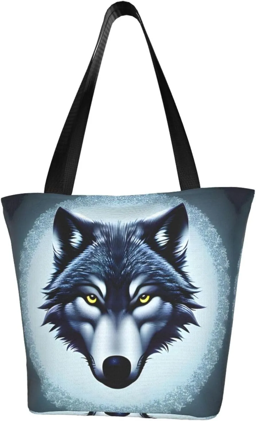 Fierce wolf head Women's shoulder handbag, crossbody shoulder bag, weekend travel shopping shoulder bag