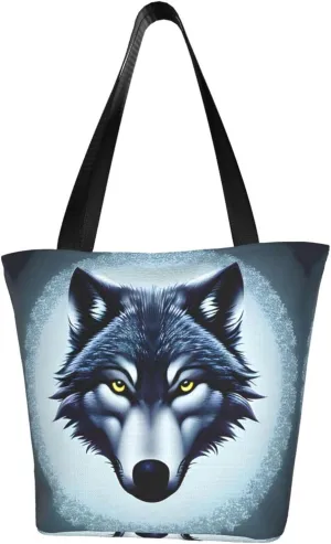 Fierce wolf head Women's shoulder handbag, crossbody shoulder bag, weekend travel shopping shoulder bag