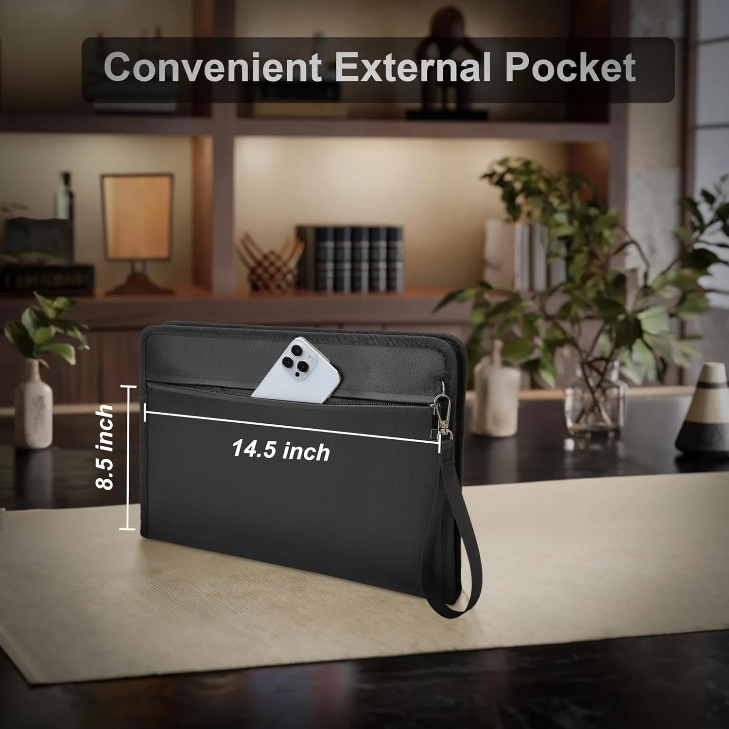 Fireproof Document Bag with Lock，15"×11" Fireproof Money Bag，with Zipper and Lock，Suitable for Tablets, A4 Documents, Cash, Mobile Phones,