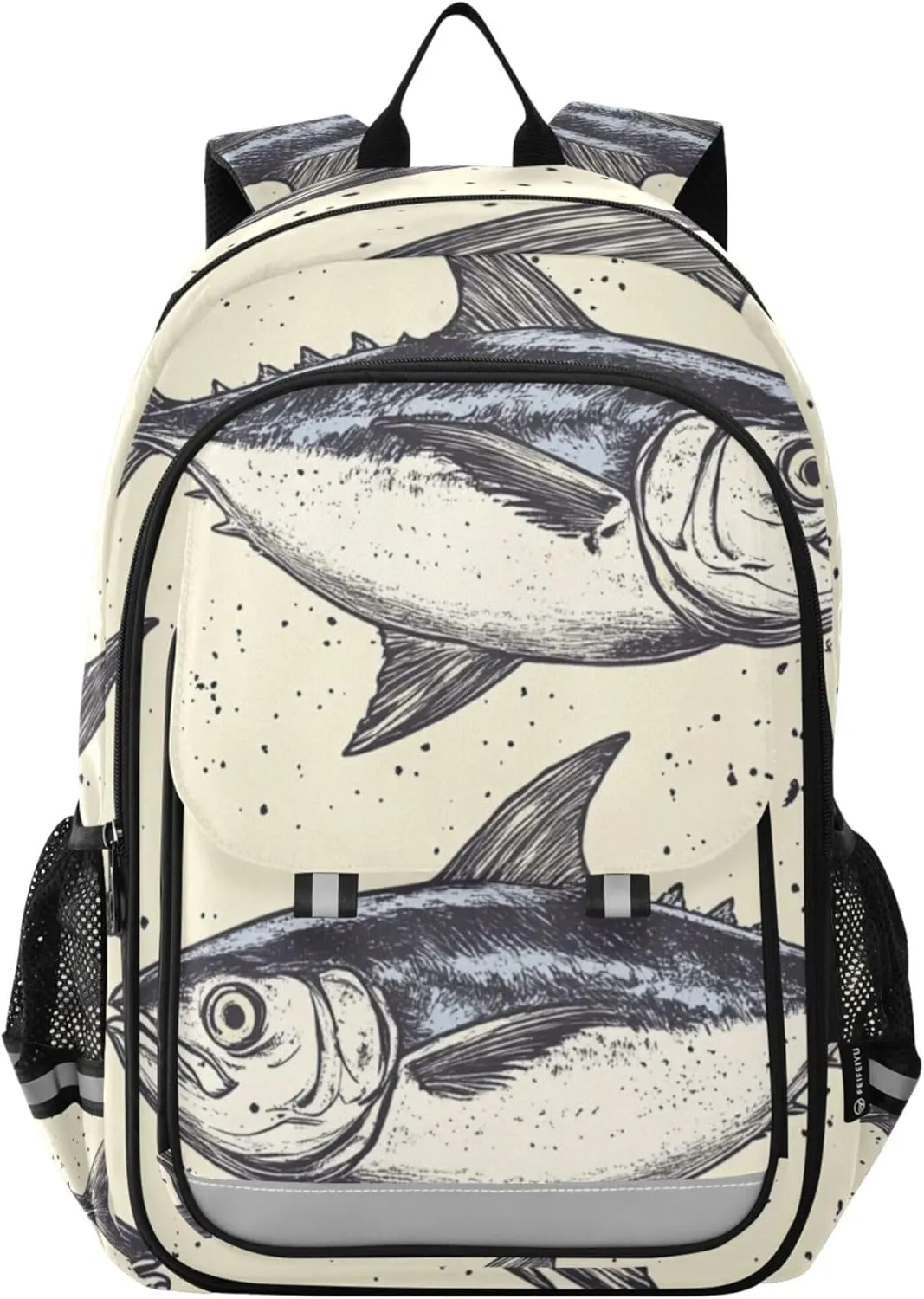 Fisyme Vintage Tuna Fish School Backpack Laptop Backpacks Bags Bookbag Travel Casual Computer Notebooks Daypacks