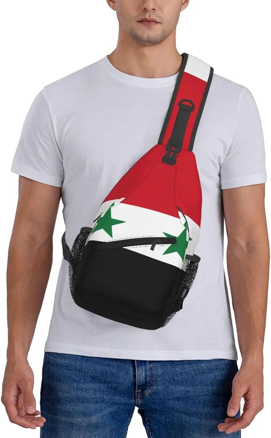Flag Of The Syrian Arab Republic Print Lightweight Sling Small Shoulder Bag - Chic Cross Chest Bag With Adjustable Strap