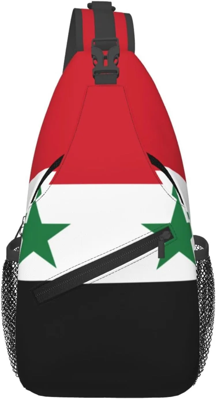 Flag Of The Syrian Arab Republic Print Lightweight Sling Small Shoulder Bag - Chic Cross Chest Bag With Adjustable Strap