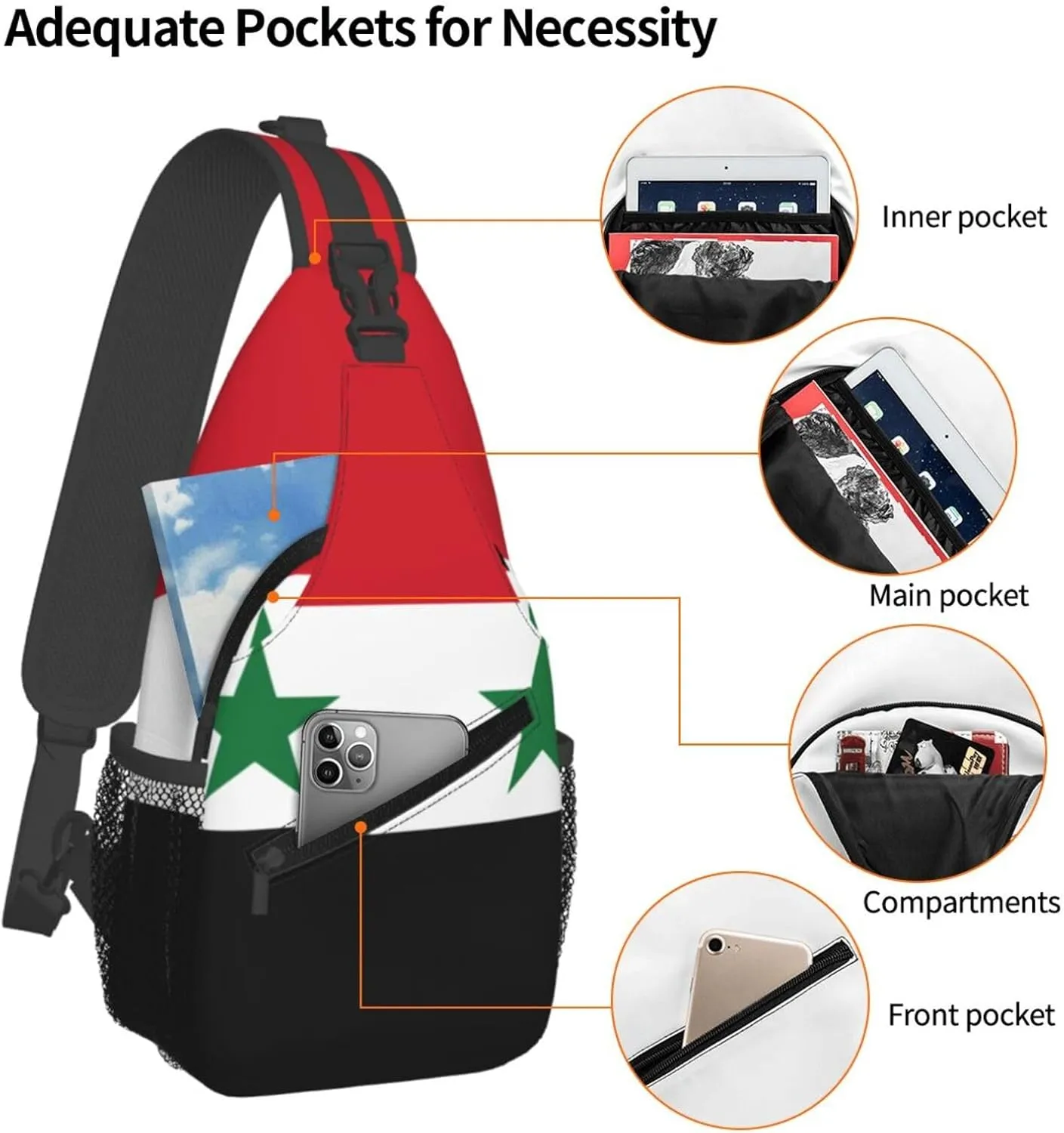 Flag Of The Syrian Arab Republic Print Lightweight Sling Small Shoulder Bag - Chic Cross Chest Bag With Adjustable Strap