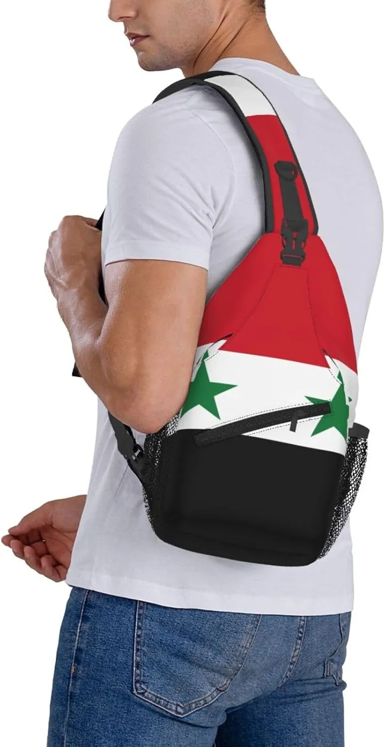Flag Of The Syrian Arab Republic Print Lightweight Sling Small Shoulder Bag - Chic Cross Chest Bag With Adjustable Strap