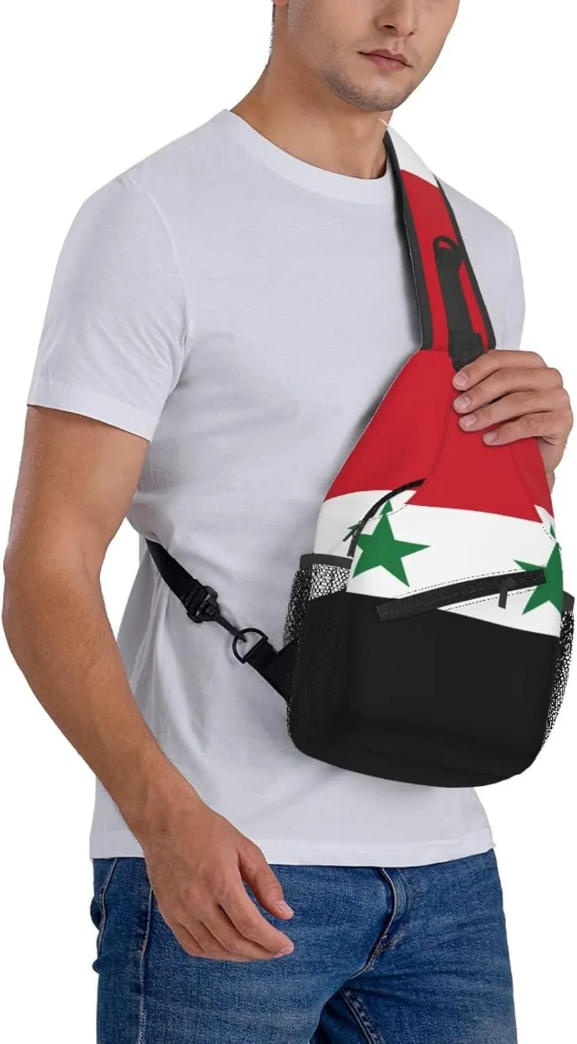 Flag Of The Syrian Arab Republic Print Lightweight Sling Small Shoulder Bag - Chic Cross Chest Bag With Adjustable Strap