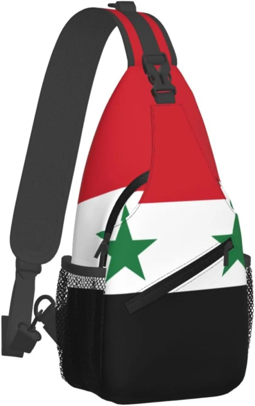 Flag Of The Syrian Arab Republic Print Lightweight Sling Small Shoulder Bag - Chic Cross Chest Bag With Adjustable Strap