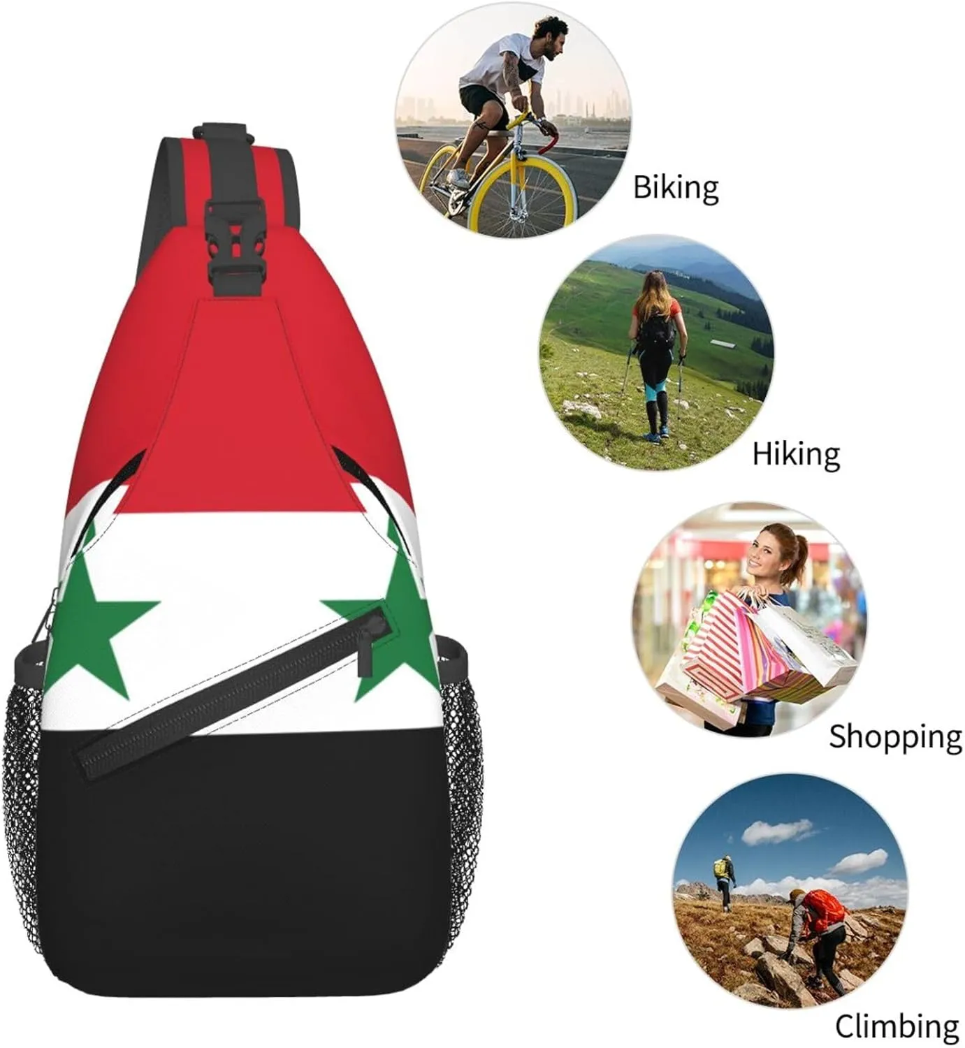 Flag Of The Syrian Arab Republic Print Lightweight Sling Small Shoulder Bag - Chic Cross Chest Bag With Adjustable Strap