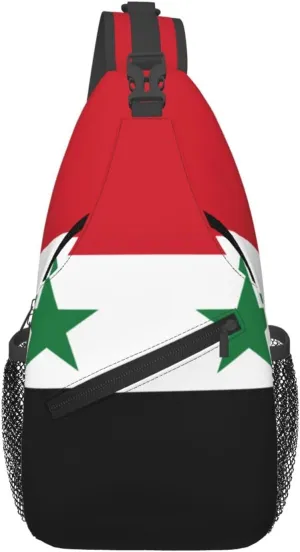 Flag Of The Syrian Arab Republic Print Lightweight Sling Small Shoulder Bag - Chic Cross Chest Bag With Adjustable Strap