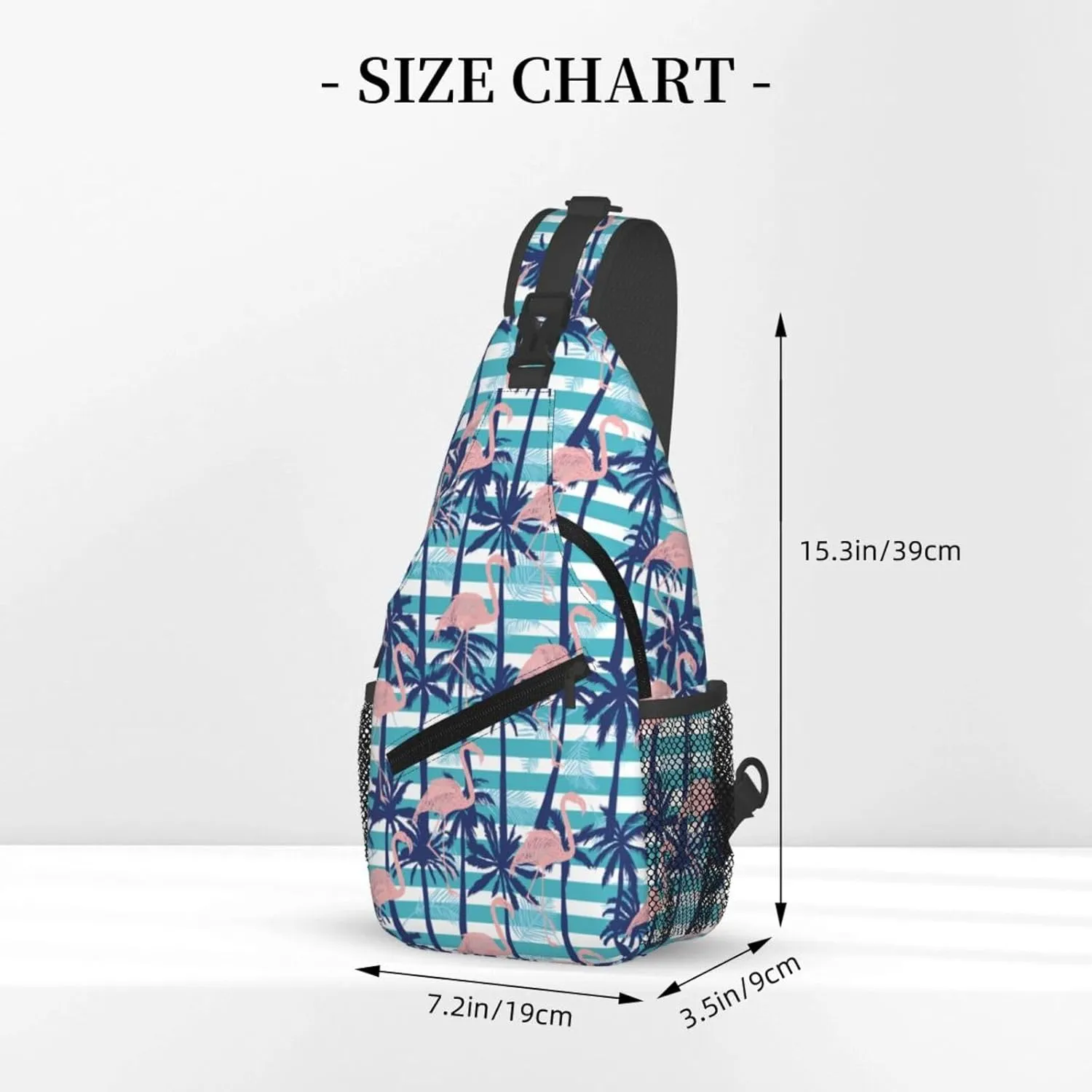 Flamingo Palm Tree Chest Sling Bag Crossbody Shoulder Backpack Bag Gym Cycling Daypack Travel Hiking Cross Bag