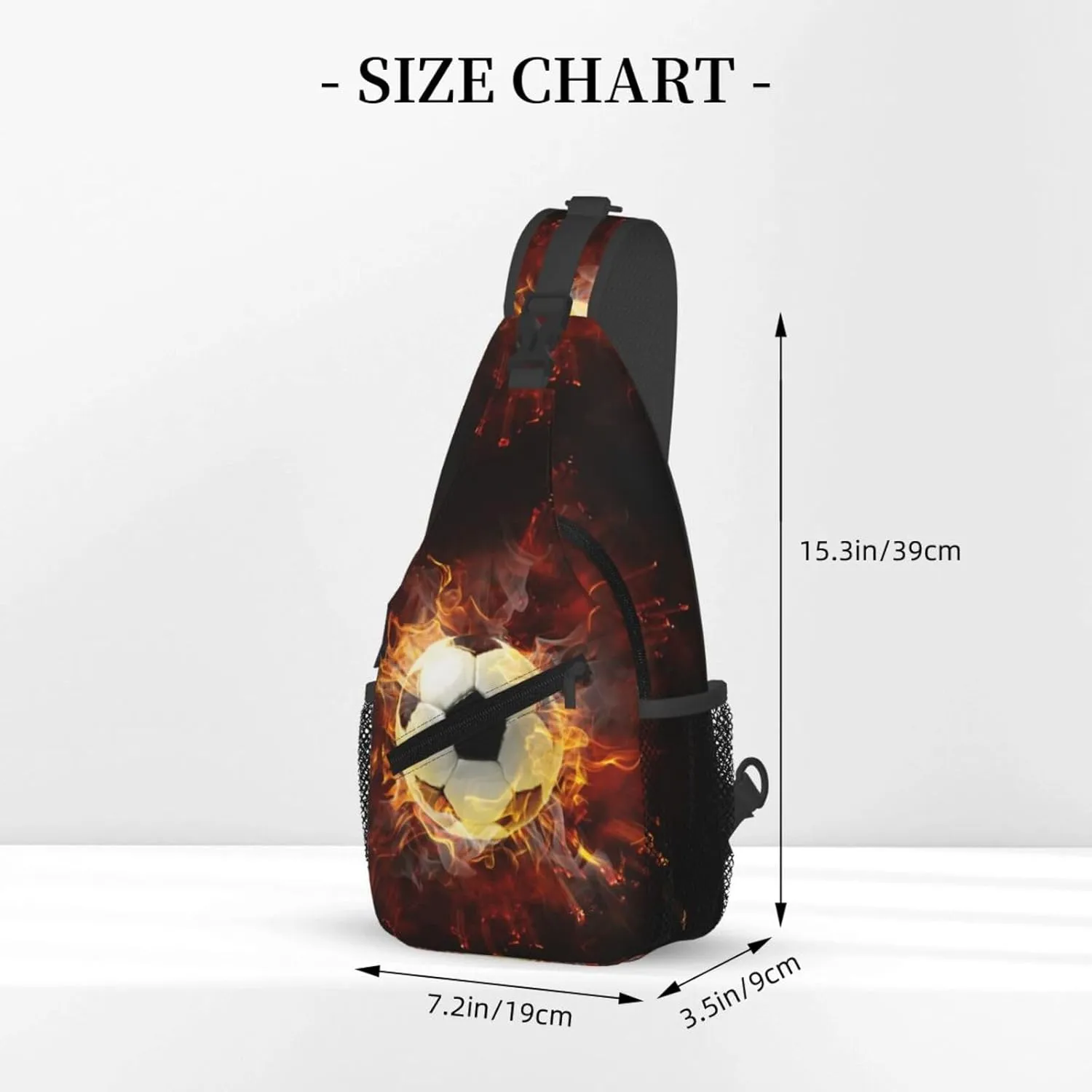 Flamy Football Chest Sling Bag Crossbody Shoulder Backpack Bag Gym Cycling Daypack Travel Hiking Cross Bag