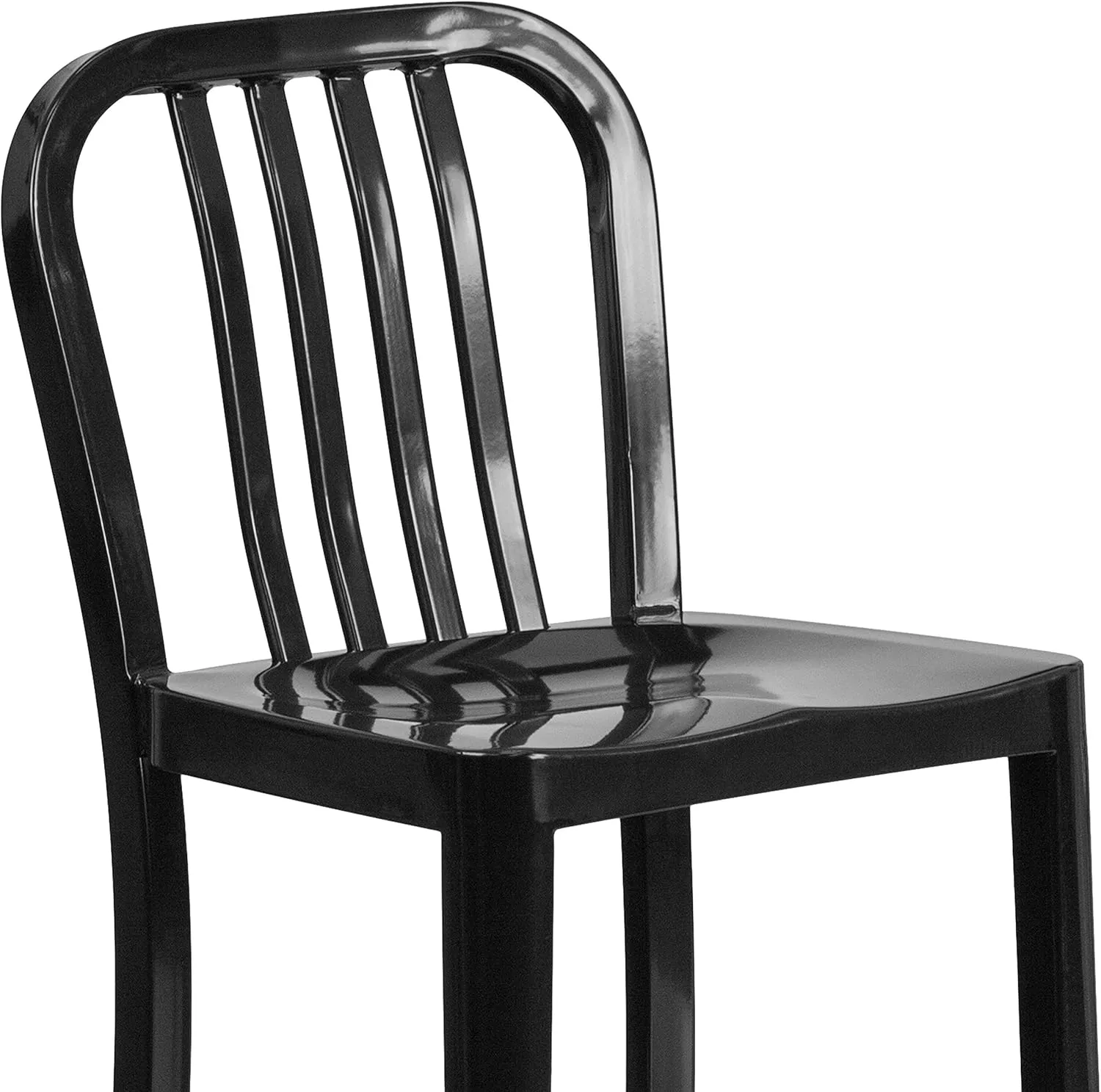 Flash Furniture Commercial Grade 24" High Black Metal Indoor-Outdoor Counter Height Stool with Vertical Slat Back