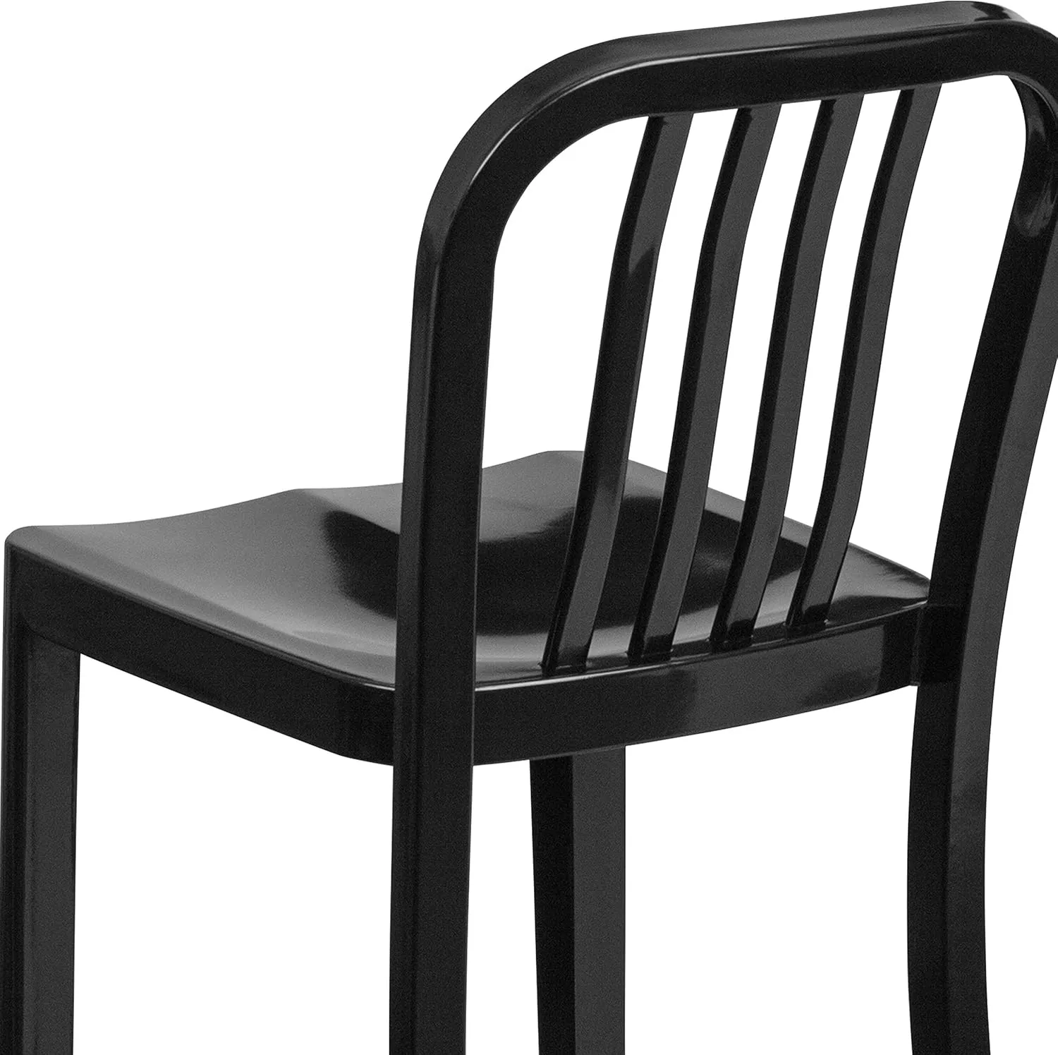 Flash Furniture Commercial Grade 24" High Black Metal Indoor-Outdoor Counter Height Stool with Vertical Slat Back