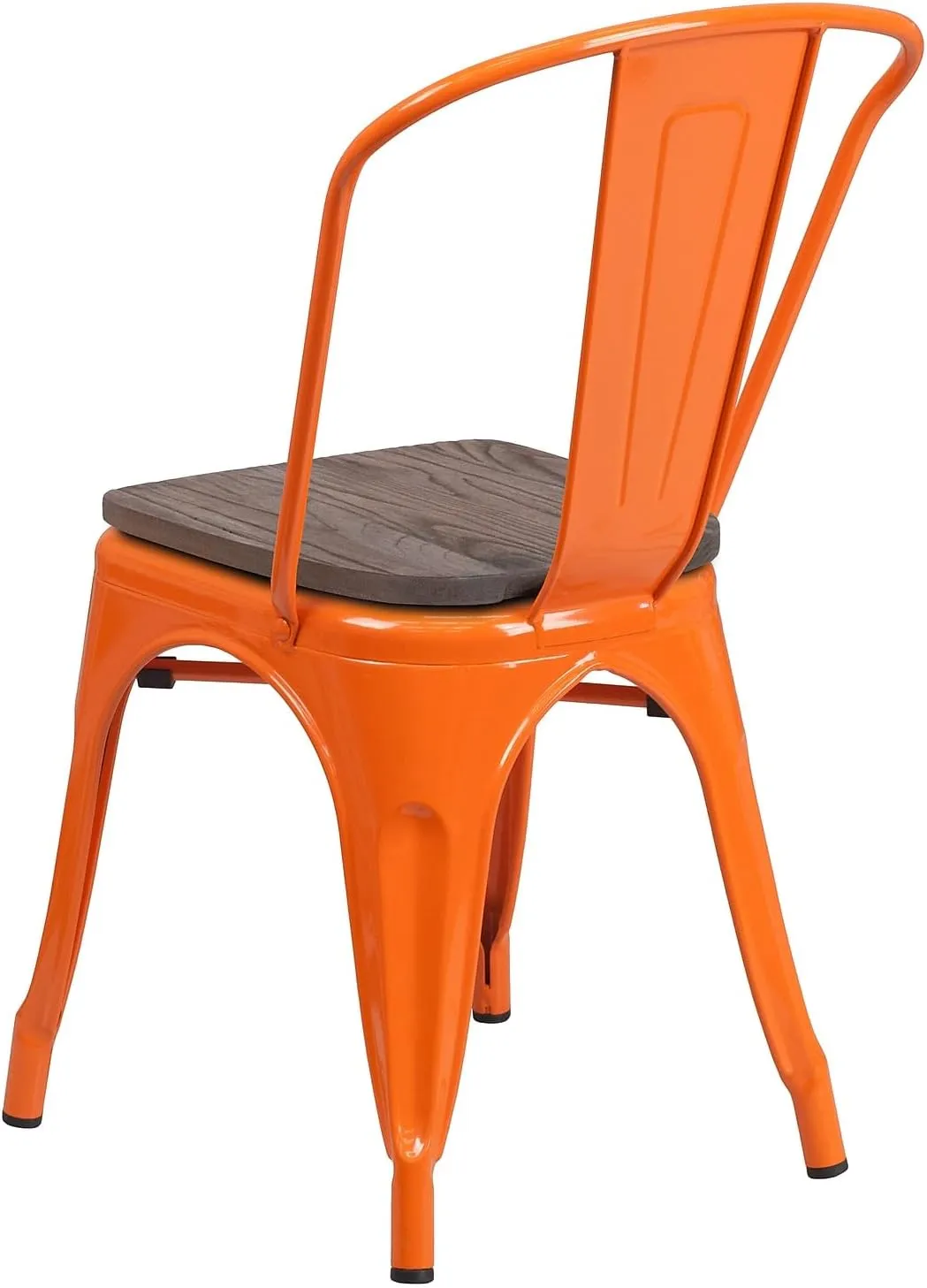 Flash Furniture Luke 4 Pk. Orange Metal Stackable Chair with Wood Seat