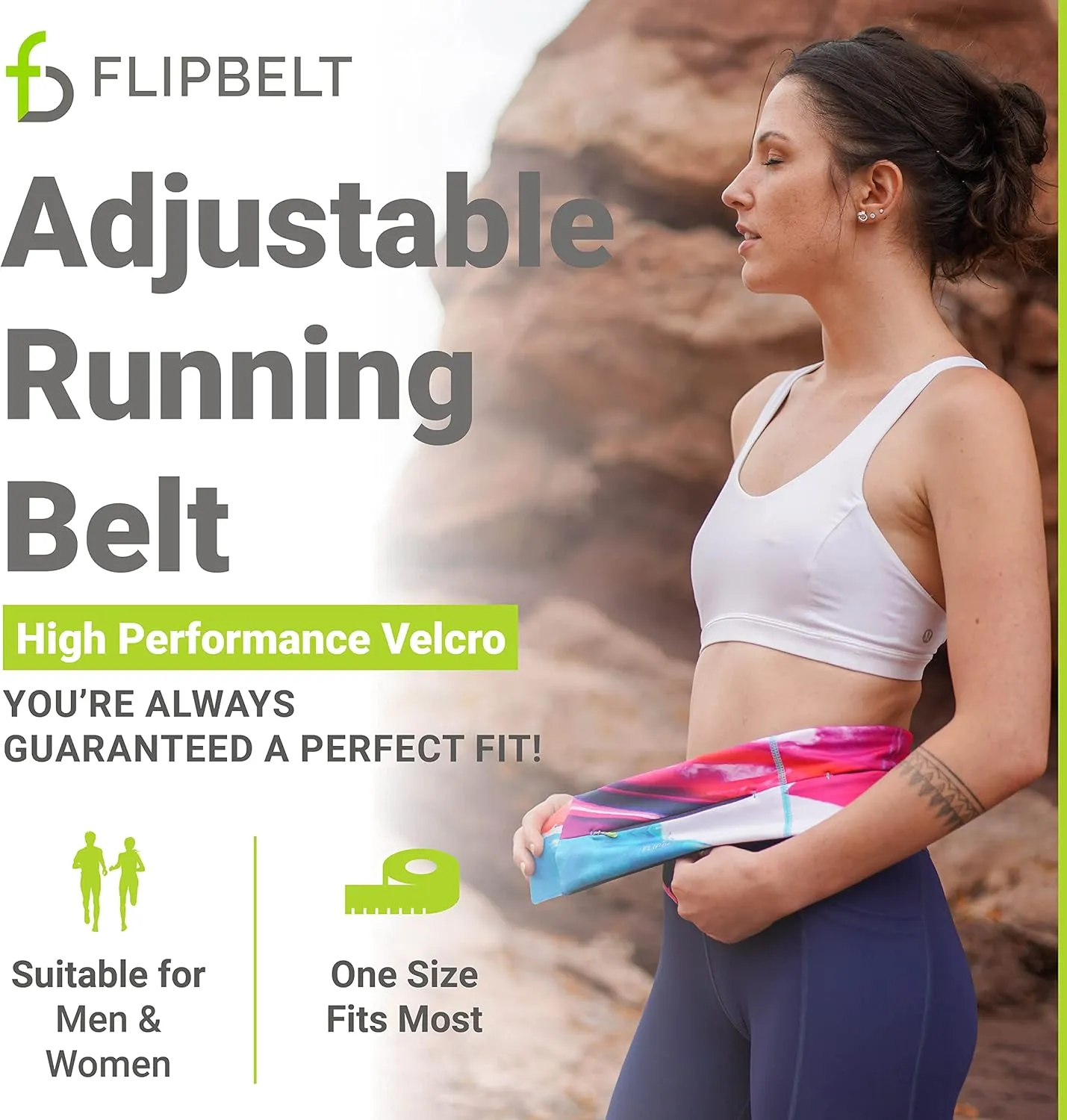 FlipBelt Adjustable Running Belt, Fitness and Running Fanny Pack for Women and Men, Non Chafing Waist Band Pack for Phone Keys Money, Moisture Wicking Storage Belt, USA Company