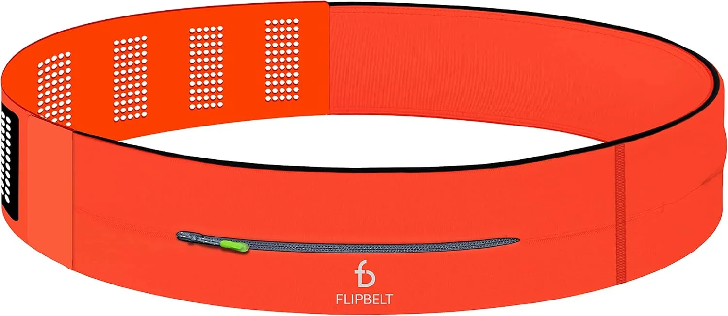 FlipBelt Adjustable Running Belt, Fitness and Running Fanny Pack for Women and Men, Non Chafing Waist Band Pack for Phone Keys Money, Moisture Wicking Storage Belt, USA Company