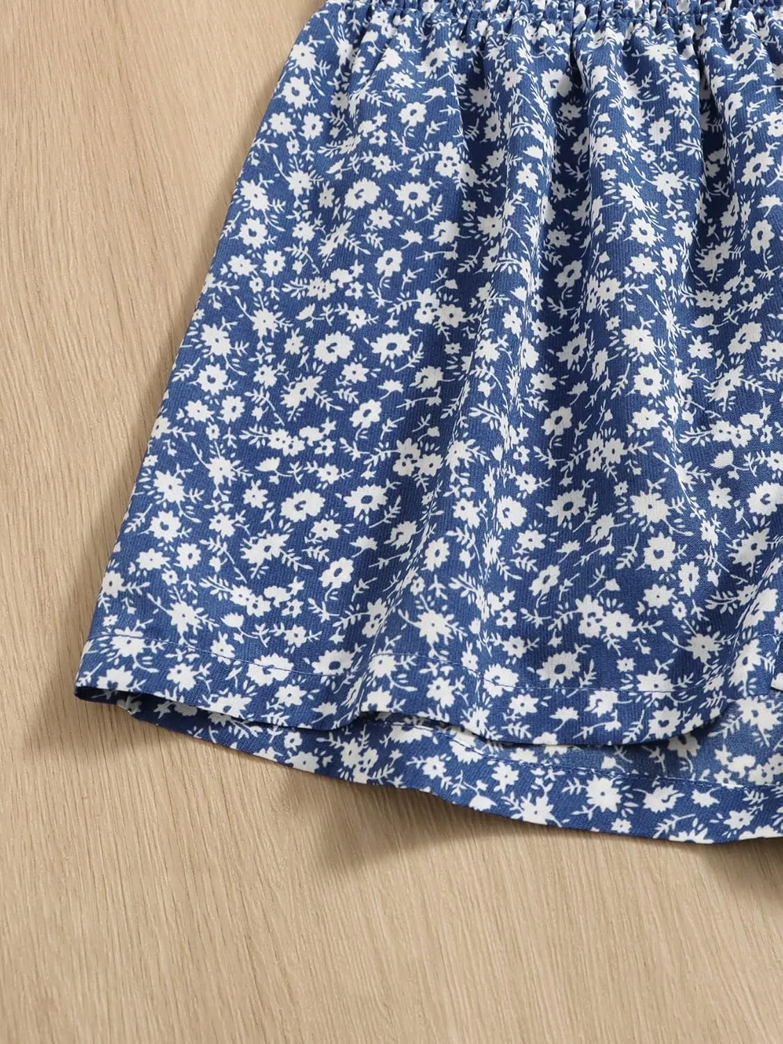 Floerns Girls Elastic Waist Wide Leg Loose Fit Floral Print Paperbag Shorts