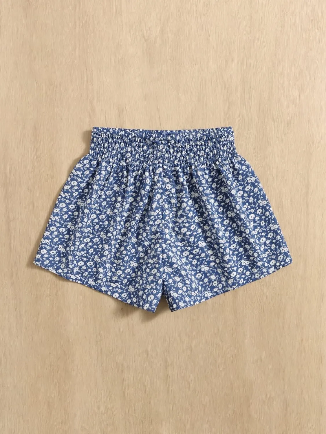 Floerns Girls Elastic Waist Wide Leg Loose Fit Floral Print Paperbag Shorts