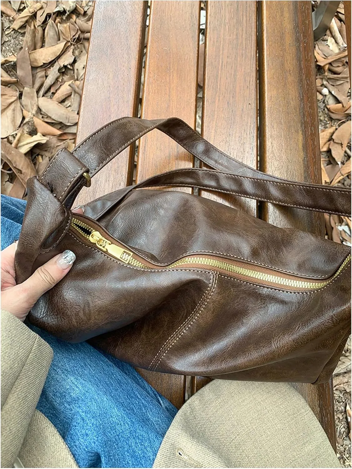 Floerns Women's Soft PU Leather Crossbody Bag Vintage Slouchy Hobo Bag with Zipper