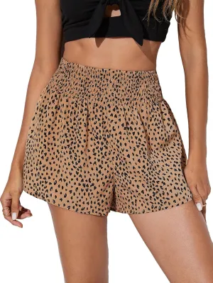 Floerns Women's Summer Tribal Print Elastic Waist Beach Shorts