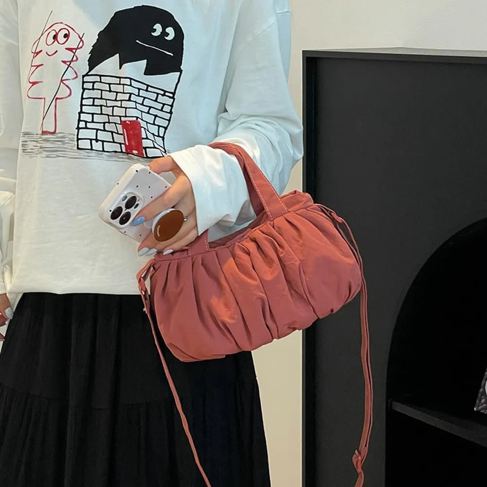 Floppy Crossbody Bags for Women Puffy Cloud Bag Lightweight Nylon Purses for Women Shoulder Bag Hobo Handbag Everyday