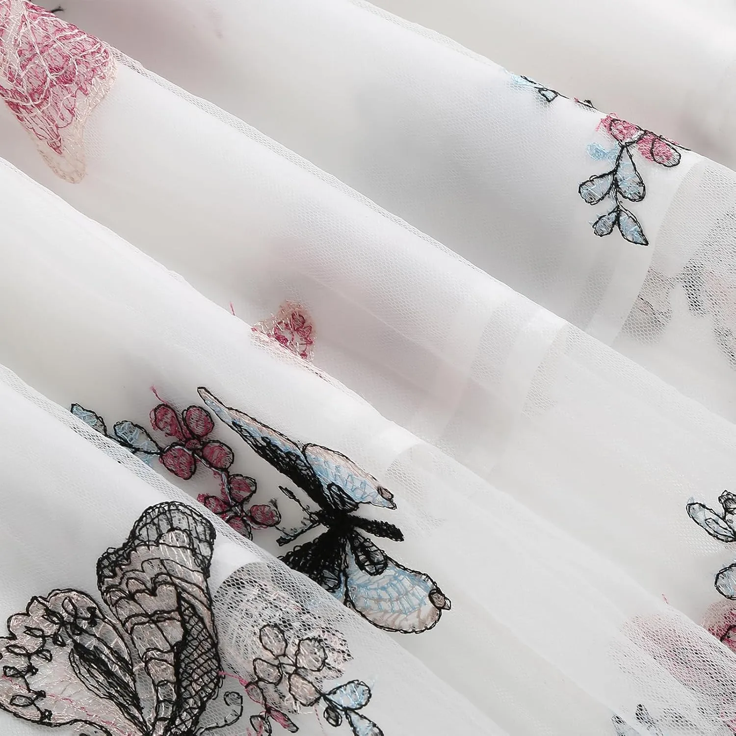 Floral Embroidered Women's Skirts - Vintage Tulle Wedding & Prom A-Line Flower Skirts with Elastic Waist